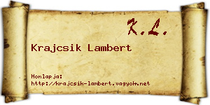 Krajcsik Lambert névjegykártya